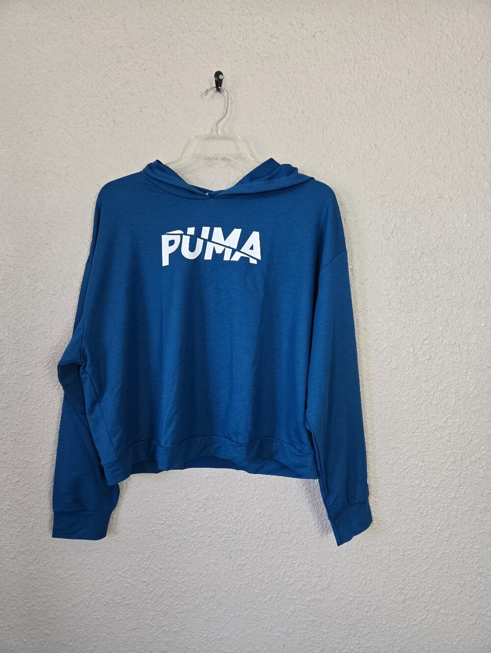 Puma Blue Cropped Hoodie Plus Size 2X New With Tags #2B8887